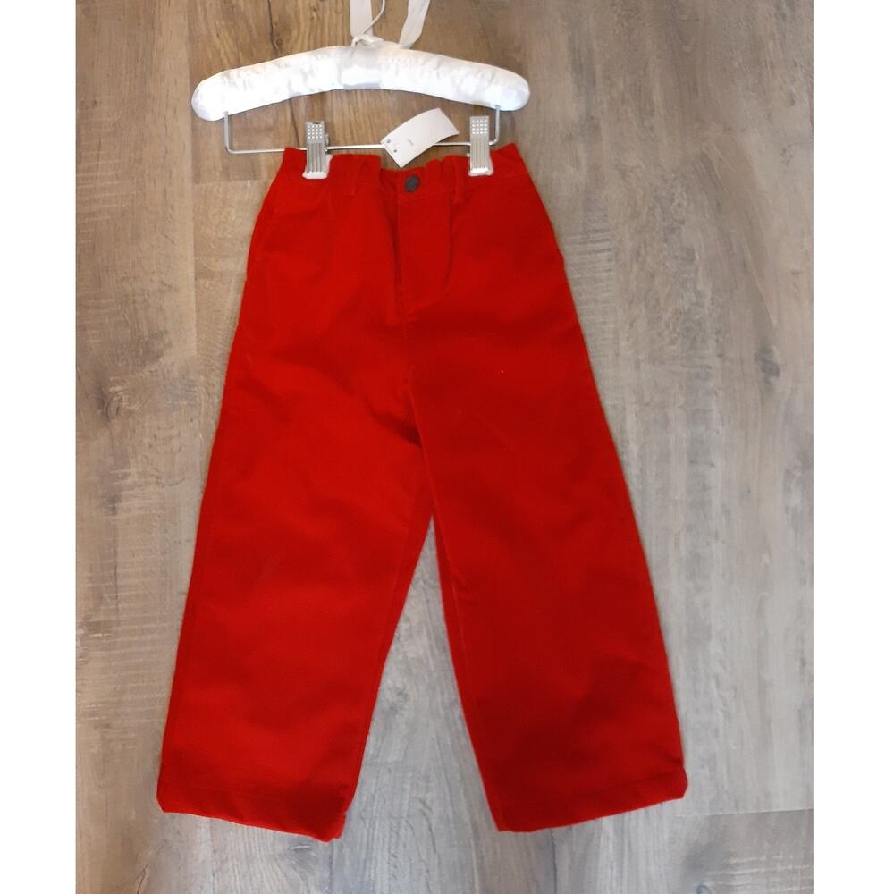 Edgehill X Darby Fallon Clark Toddler Boys Red Velour Pants 5 NEW Christmas